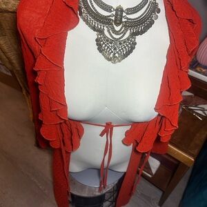Elegant Red Women's Cardigan